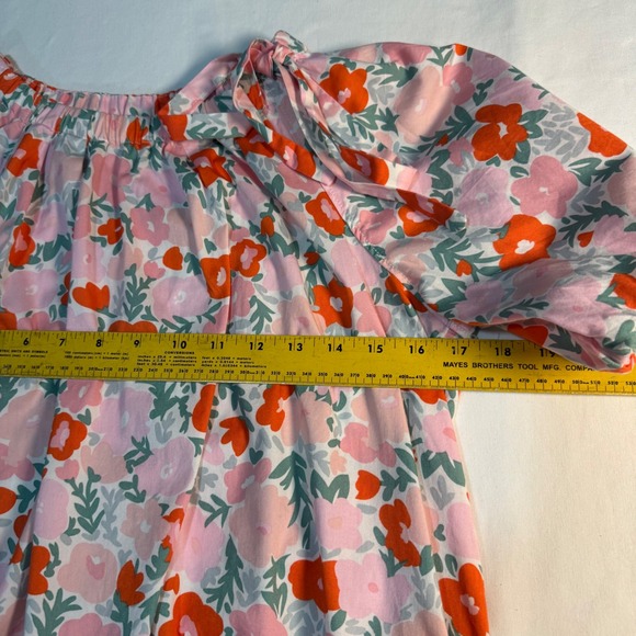 Free Assembly Size M floral puff sleeve mini dress cottagecore bow Organic Cotto - Picture 6 of 7